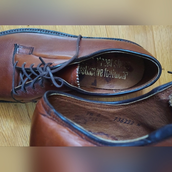 JORDAN MARSH 736222 MEN'S SADDLE TAN LEATHER LACEUP OXFORDS SIZE 7.5 E - Picture 9 of 14